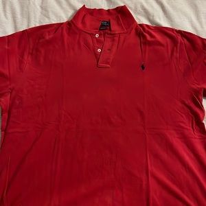 Red polo with black horse XXL